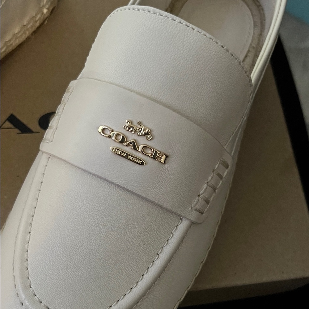 Coach Cream Leather Loafers - Picture 2 of 6